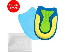 Best Active - Hielspoor Zooltjes - Extra Soft - Hielbeschermers - Inlegzolen - Hielspoor - 4 Stuks voor Maat 35-40 (2 Paar) - Blauw/Geel