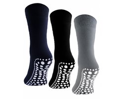 Budino® Huissokken Anti Slip - Dikke Antislip sokken - Gripsokken - Dikke Yoga Pilates Sokken - maat 39-42 - 1 paar - Zwart