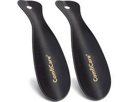 ComfiCare® Schoenlepel klein 19 cm - 2 stuks - Schoenlepel metaal - Roestvrijstalen schoenlepel - Schoen lepel - Compact voor op reis - Zwart