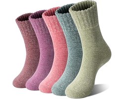 Dames winter sokken - warme wollen sokken - Dikke Thermosocken - comfort & casual - warm & ademend - Rekbaar Unisex Model - Multikleur - 5 paar