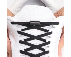 Elastische Veters - Schoenveters - Niet Meer Strikken - Zwart met Zwarte Draaidop - 1 Paar