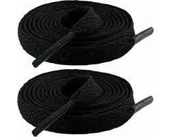 Fako Fashion - Schoenveters - Veters - Plat - 8mm - 120cm - 1 Paar - 2 Stuks - Zwart