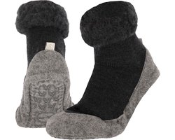 Heat Essentials - Wollen Pantoffel Sokken - Unisex - Antraciet - 43/44 - Cosyshoe Antislip Sokken - Pantoffels Heren Sloffen Heren - Huissokken