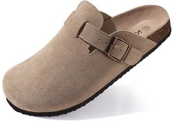 Homaxy - Unisex Clogs - Koe suède- Houten clogs – abrikoos - 41- Geschikt voor een voetlengte van 25,5 cm