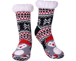 JAXY - Huissokken Dames - Verwarmde Sokken - Anti Slip Sokken - Huissokken - Bedsokken - Warme Sokken - Kerstcadeau Voor Vrouwen - Thermosokken - Dikke Sokken - Fluffy Sokken - Kerstsokken Dames en Heren - Penguin