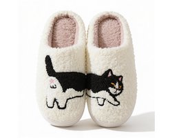 JAXY Smiley Pantoffels Dames & Heren - Warme Pantoffels - Sloffen - Instappers - Maat 40-41 - Kat