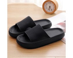 Klikkopers® - Cloud Slides - Slippers - Badslippers - Sloffen - Verdikte - Lichtgewicht - Super Zacht aan je Voeten - Anti-Slip - Zwart - 40-41