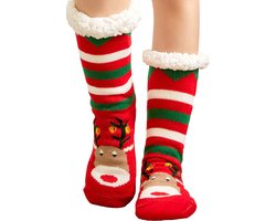 Malinsi® Huissokken Dames & Heren - Rendier Rudolph - Dikke Winter Fleece - Grappige Leuke Fluffy AntiSlip Sokken - Gevoerde Bedsokken Cadeaus Volwassenen - Gekke Slofsokken Cadeautjes - Kerst Funny Cadeau voor Vrouwen & Mannen - Geschenk Kerstsokken