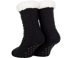 Malinsi® Huissokken Dames & Heren - Zwart Dikke Winter Fleece - Leuke Fluffy AntiSlip Sokken - Gevoerde Bedsokken Cadeaus Volwassenen - Vrolijke Slofsokken Cadeautjes - Kerst Cadeau voor Vrouwen & Mannen - Moederdag Geschenk Kerstsokken Vriendin