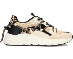 POSH by Poelman CARI Dames Sneakers - Beige met dierenprint