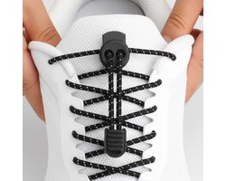 RENALUX Elastische Veters - Veters zonder Strikken - Elastische Veters Wit en Zwart - Op Maat te Maken - Veters Elastische - Veters Wandelschoenen Werkschoenen - Veters Wit