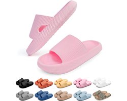 Slippers Heren Dames - EVA Badslippers Unisex - Verdikte - Lichtgewicht - Super Zacht aan je Voeten - Anti-Slip en Stevig Voetbed - Anti-lawaai - Roze- Maat 42/43