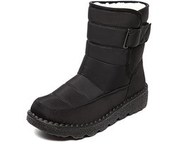 Sneeuwlaarzen - Warme sneeuwlaarzen met fleece voering - Waterdichte sneeuwlaarzen - Antislip sneeuwlaarzen voor buiten - Zwart - Maat 45