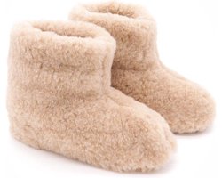 Texelse wollen sloffen hoog – Beige – Skéépe – dames en heren – 100% schapenwol – warme pantoffels – 39 / 40