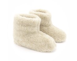 Texelse wollen sloffen hoog – Ecru – Skéépe – dames en heren – 100% schapenwol – warme pantoffels – 37 / 38