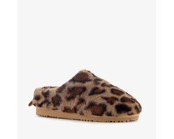 Thu!s dames pantoffels met panterprint bruin beige - Maat 41/42 - Sloffen