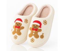 Twenty4seven® Cookie Pantoffels - Sloffen Kerst & Winter - Kerstsloffen Dames & Heren - Huisschoenen Wit - Maat 39/40