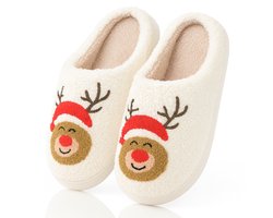 Twenty4seven® Rendier Pantoffels - Sloffen Kerst & Winter - Kerstsloffen Dames & Heren - Huisschoenen Wit - Maat 39/40