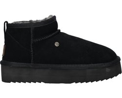 Warmbat Durack Suede Boot Plateau Dames Laarzen - Zwart