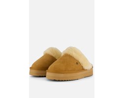 Warmbat Flurry Suede Plateau Dames Sloffen - Cognac