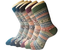 Wintersokken - Dikke Wollen Sokken - Voor Vrouwen En Meisjes - Ademend En Zacht - Meerkleurige Uitvoering-5 Paar