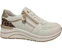 Remonte D0T10-82 Sneakers Wit met Panterprint op de hak Leer Dames - Wit - 39
