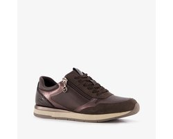 Tamaris leren dames sneakers met rits bruin - Maat 40 - Uitneembare zool