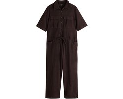 Next - Dames - Corduroy jumpsuit in utility-stijl met korte mouwen - Petite - Bruin