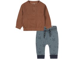 Dirkje - Kledingset - Broek groen met beertjes - Shirt bruin met opasluiting - Maat 80