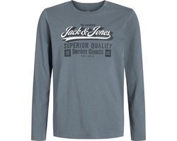 JACK&JONES - JJELOGO TEE LS O-NEC 2 COL AW25 NOOS JNR - Jongens - Lange mouwen shirts - blauw - maat 152