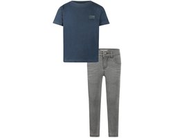 Koko Noko - Kledingset - Basic Collection - Bio Cotton - Grijze jeans - Shirt korte mouw Navy - Maat 98