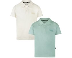 Koko Noko - NOOS-BOYS - Jongens - Biologische katoen - 2 Polo Shirts - Off white -Light blue - Maat 104
