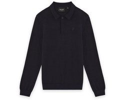 Lyle & Scott winter polo shirt jongens - donker navy blauw - longsleeve, gebreid