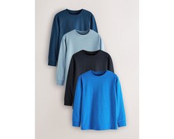 Next - Jongens - Verpakking van 4 zachte T-shirts met lange mouwen - Blauw