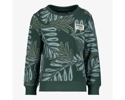 Unsigned jongens sweater met bladerenprint groen - Maat 122/128