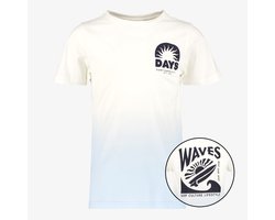 Unsigned jongens T-shirt met backprint wit blauw - Maat 158/164