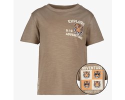 Unsigned jongens T-shirt met opdruk bruin - Maat 92