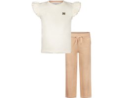 Koko Noko Meisjes kledingset Shirt Off White en Broek Sand maat 122