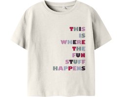 NAME IT - NMFBELINA SS NREG TOP PB - Meisjes - T-shirts - ecru - maat 92