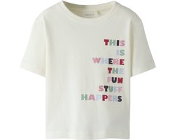 NAME IT - NMFBELINA SS NREG TOP PB - Meisjes - T-shirts - ecru - maat 98