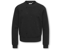 ONLY KOGATIKA L/S O-NECK EMB HEART SWT Meisjes Trui - Black Emb Hearts/ Black