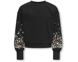ONLY KOGBROOKE L/S O-NECK FLOWER SWT NOOS Meisjes Trui - Black Sleeve Flower