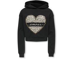 ONLY KOGCOOPER LIFE HEART LS HOODIE SWT NOOS Meisjes Trui - Black Amour/Leo Heart