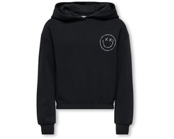 ONLY KOGCOOPER LIFE SMILE L/S HOOD FR SWT Meisjes Trui - Black Smile Cd/Bandana Front
