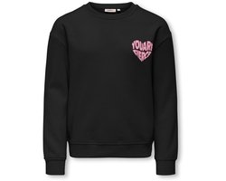 ONLY KOGDITTE L/S HEART O-NECK CS SWT Meisjes Trui - Black Fierce Sea Pink