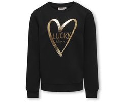ONLY KOGMARY LIFE L/S O-NECK BOX SWT Meisjes Trui - Black Lucky