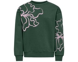 ONLY KOGODESSA LIFE L/S O-NECK BOX UB CP SWT Meisjes Trui - Pineneedle Blurry Flower Roseate Spoonbill