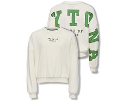 ONLY KOGSALLY LIFE L/S OVZ O-NECK SWT Meisjes Trui - Antique White Daytona/Medium Green