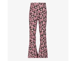 TwoDay flared meisjes broek met bloemenprint roze zwart - Maat 122/128