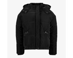 TwoDay gewatteerde meisjes winterjas velvet zwart - Maat 134